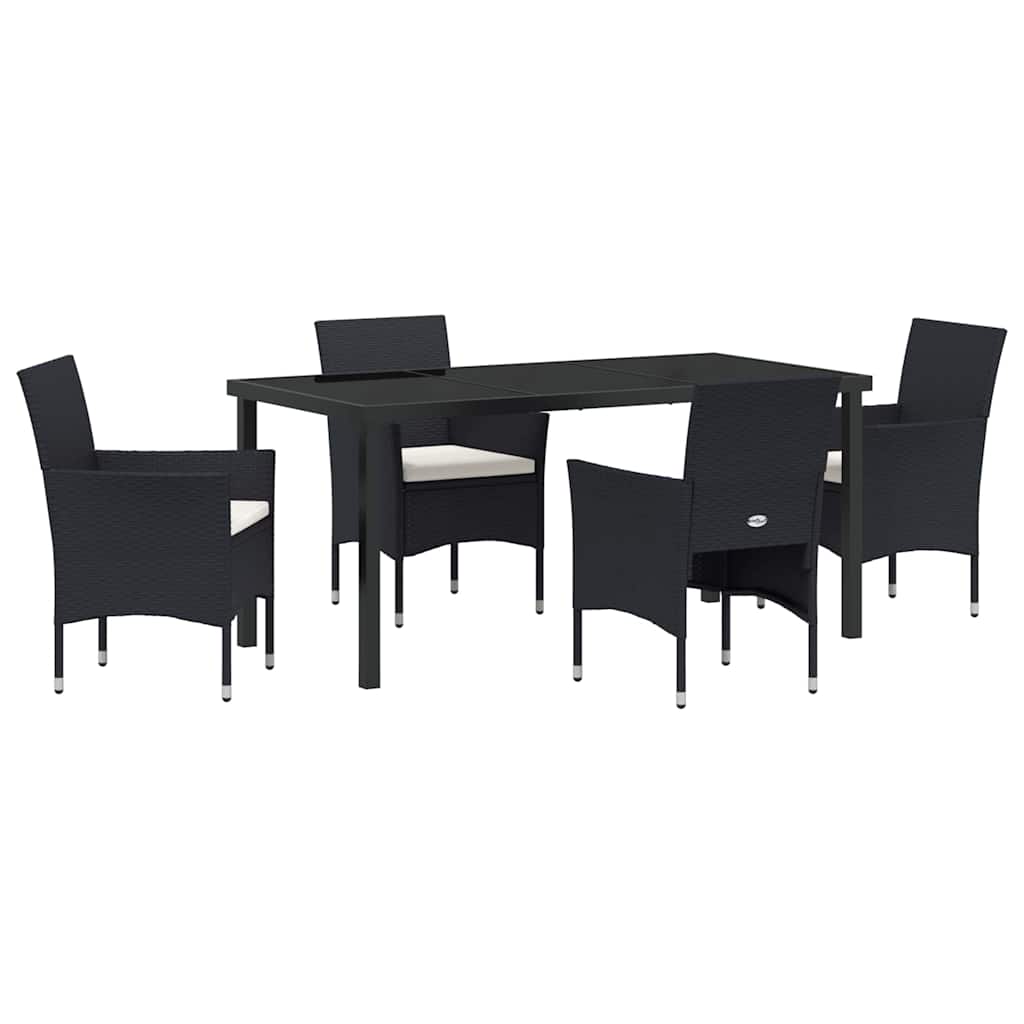 Garten Essgruppe mit Kissen 5 pcs Schwarz Poly-Rattan