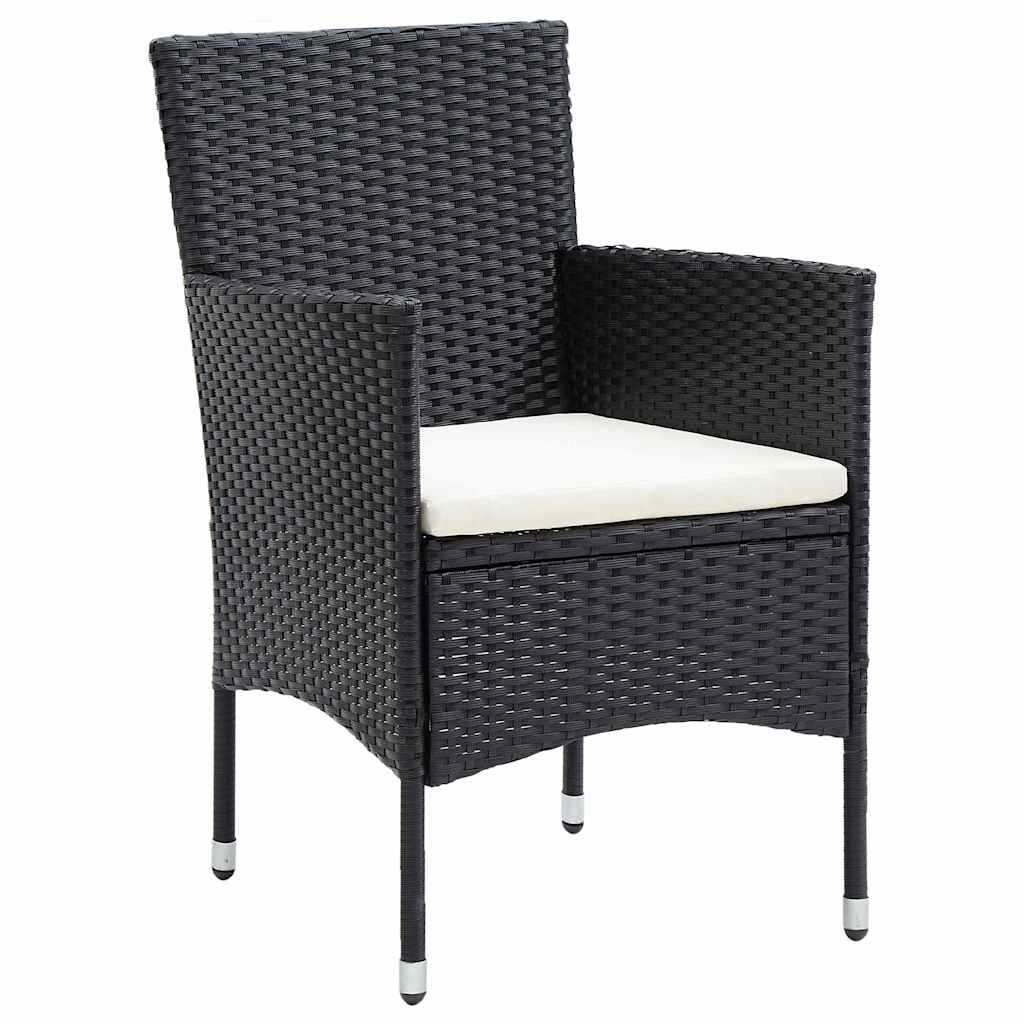 Garten Essgruppe mit Kissen 9 pcs Schwarz Poly-Rattan