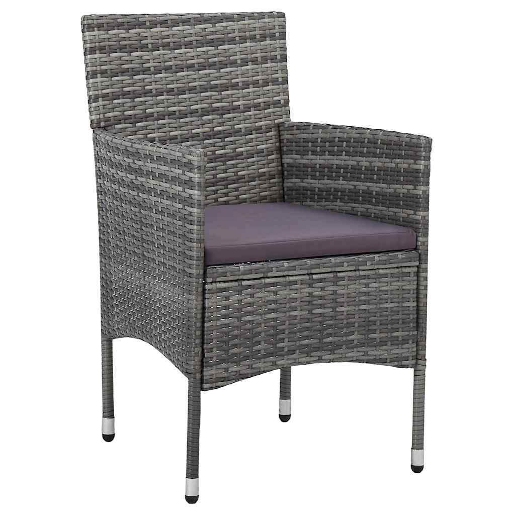 Garten Essgruppe mit Kissen 3 pcs Grau Poly-Rattan