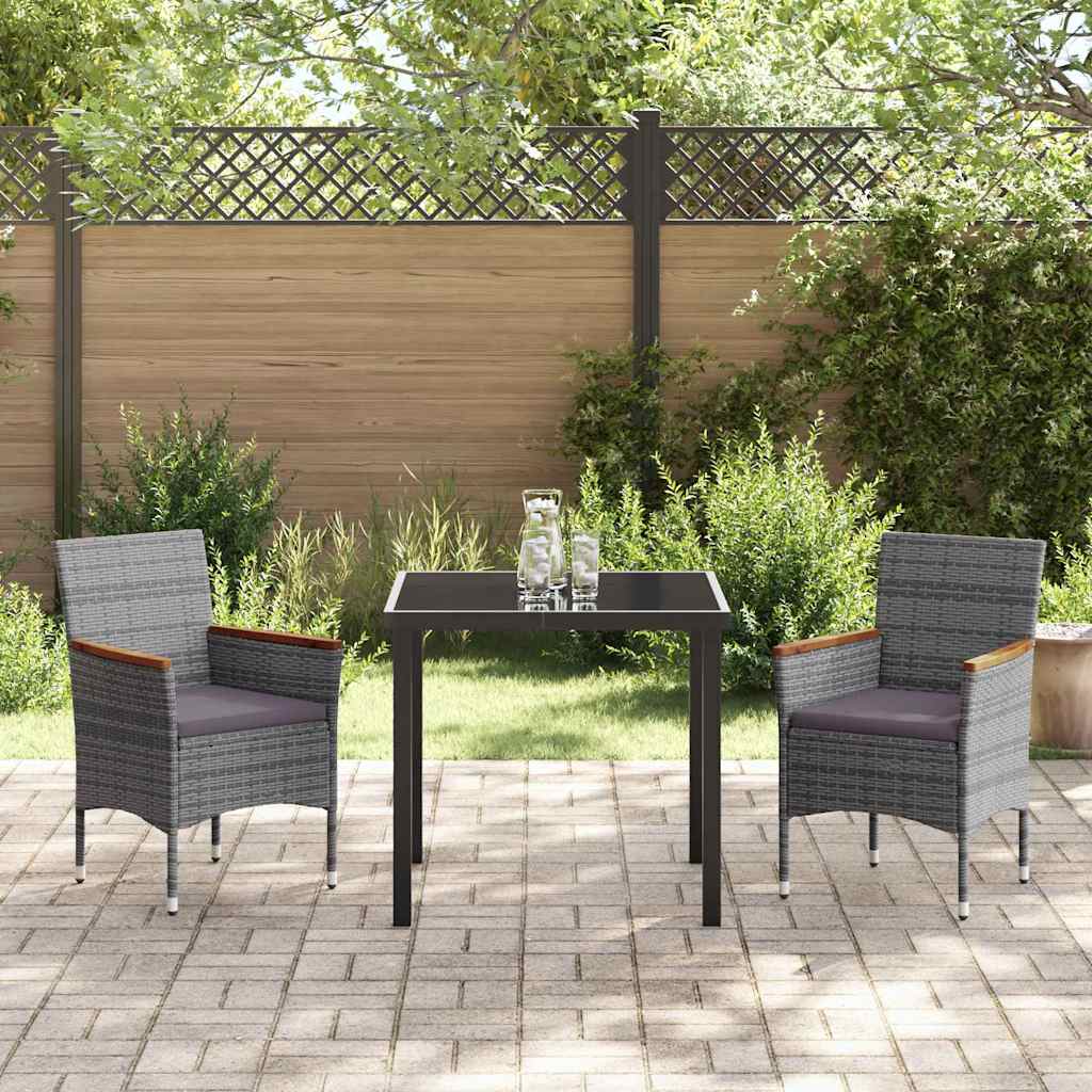 Garten Essgruppe mit Kissen 3 pcs Grau Poly-Rattan