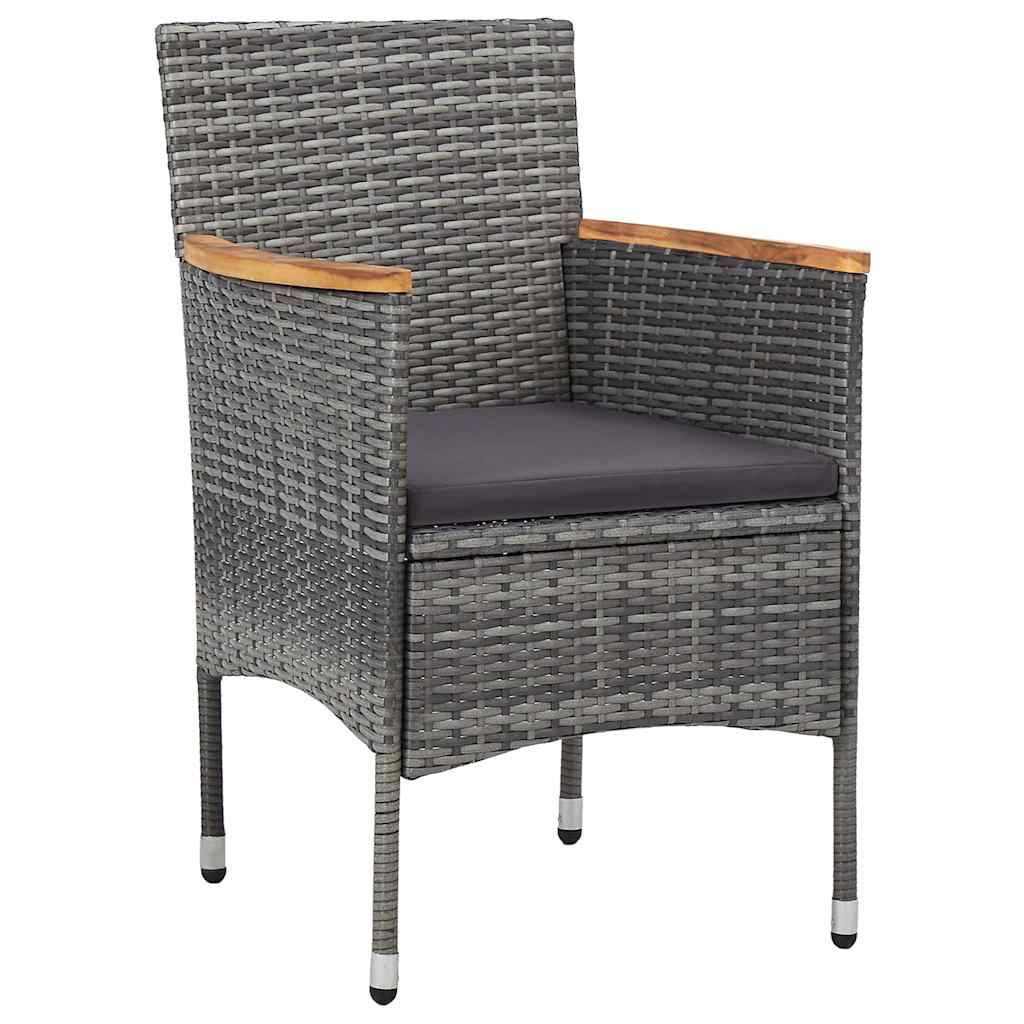 Garten Essgruppe mit Kissen 3 pcs Grau Poly-Rattan