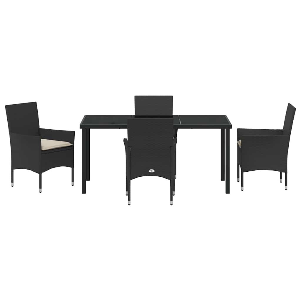 Garten Essgruppe mit Kissen 5 pcs Schwarz Poly-Rattan