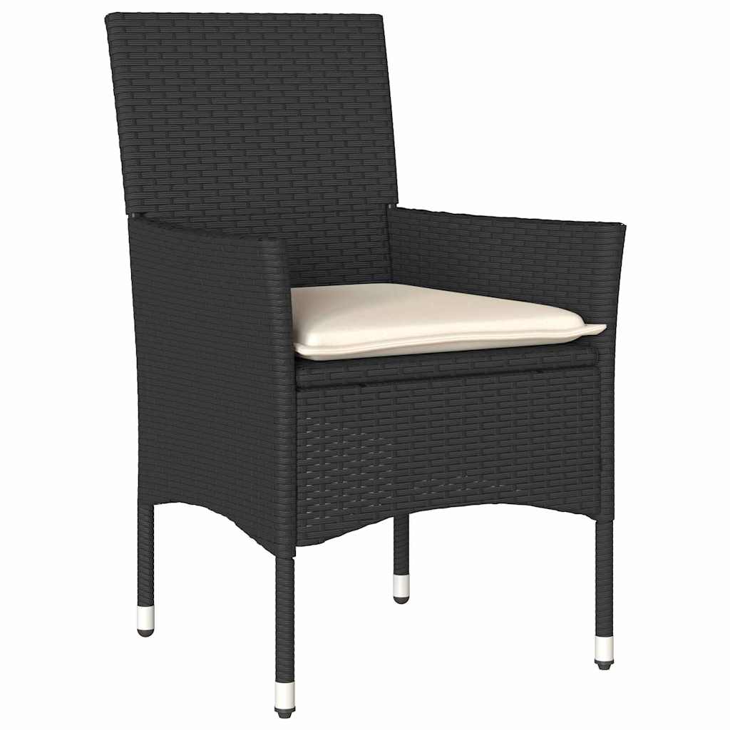 Garten Essgruppe mit Kissen 7 pcs Schwarz Poly-Rattan