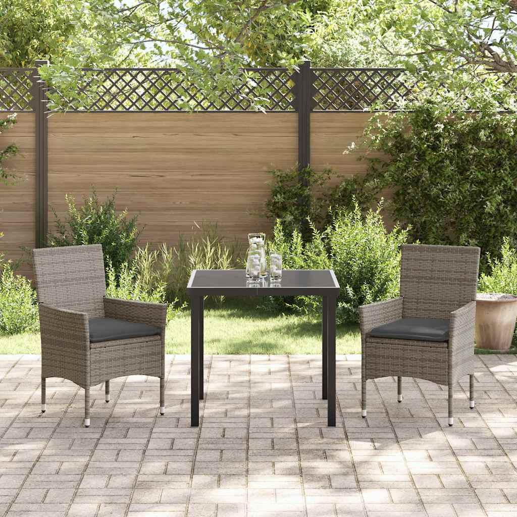 Garten Essgruppe mit Kissen 3 pcs Grau Poly-Rattan