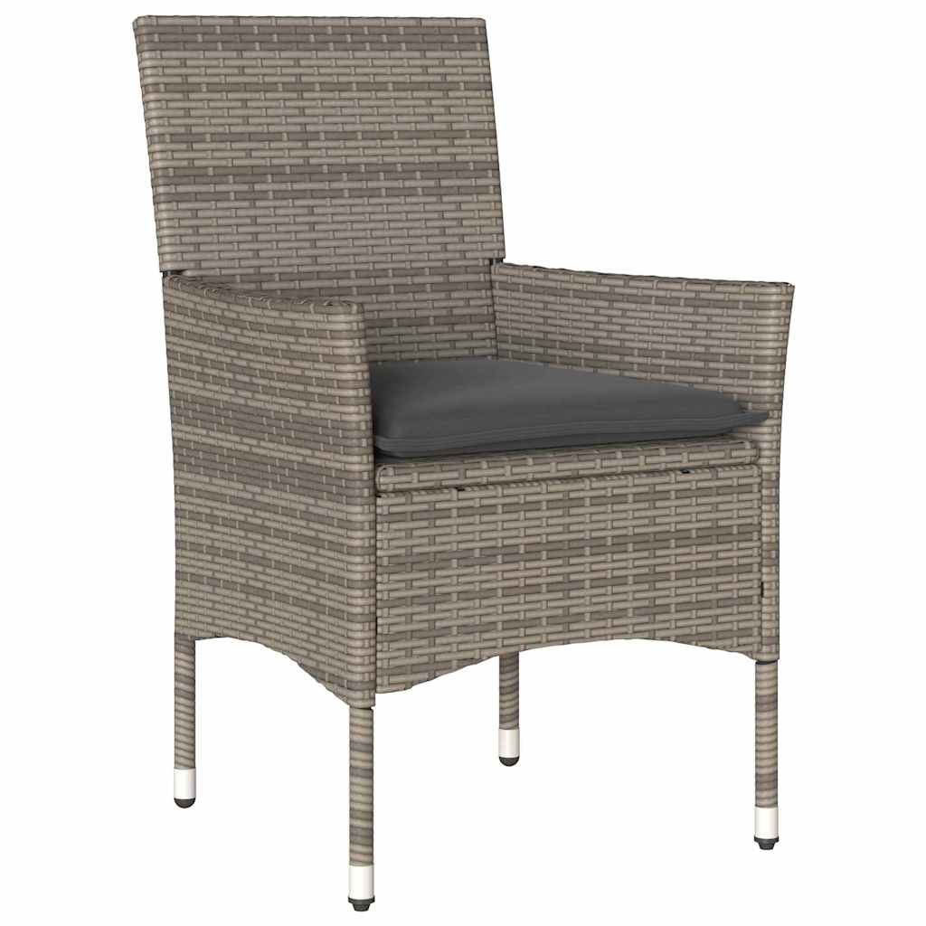 Garten Essgruppe mit Kissen 3 pcs Grau Poly-Rattan