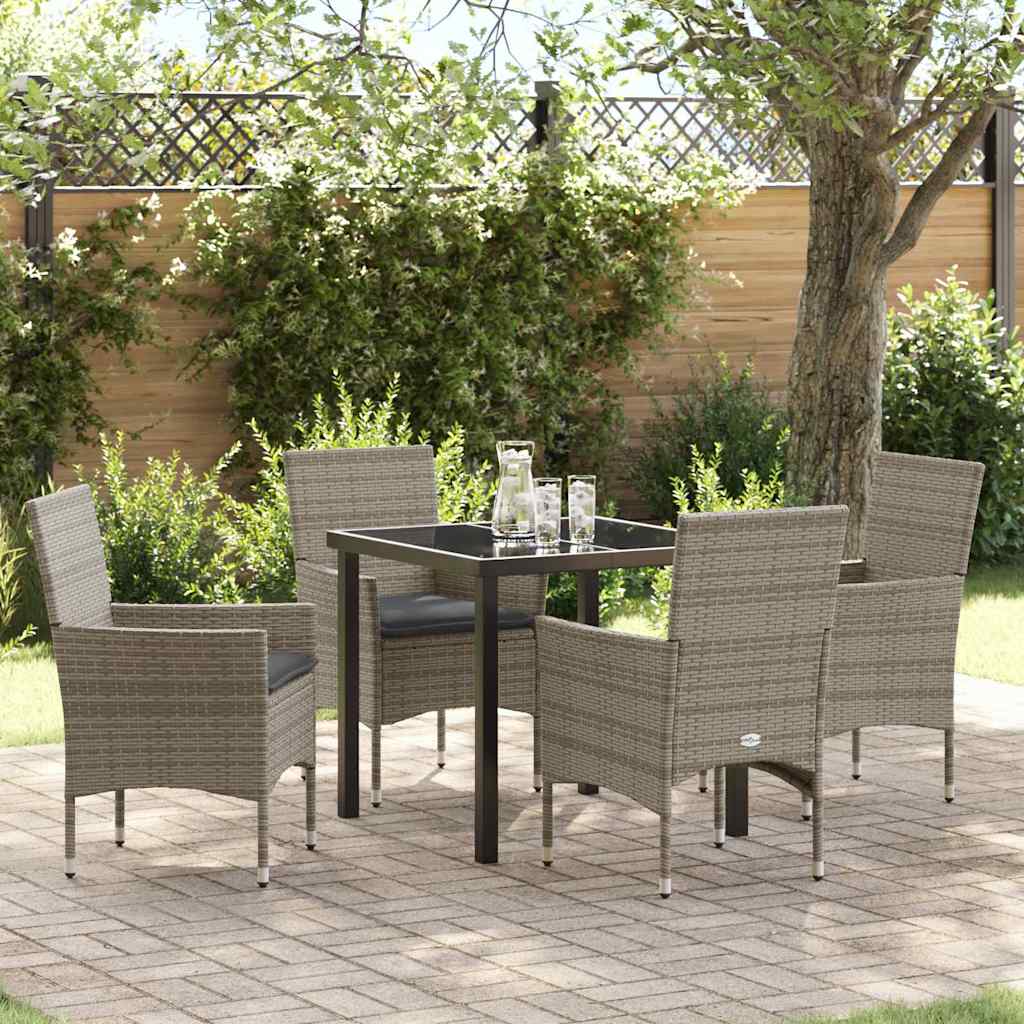 Garten Essgruppe mit Kissen 5 pcs Grau Poly-Rattan