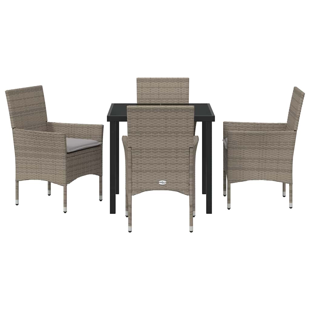 Garten Essgruppe mit Kissen 5 pcs Grau Poly-Rattan