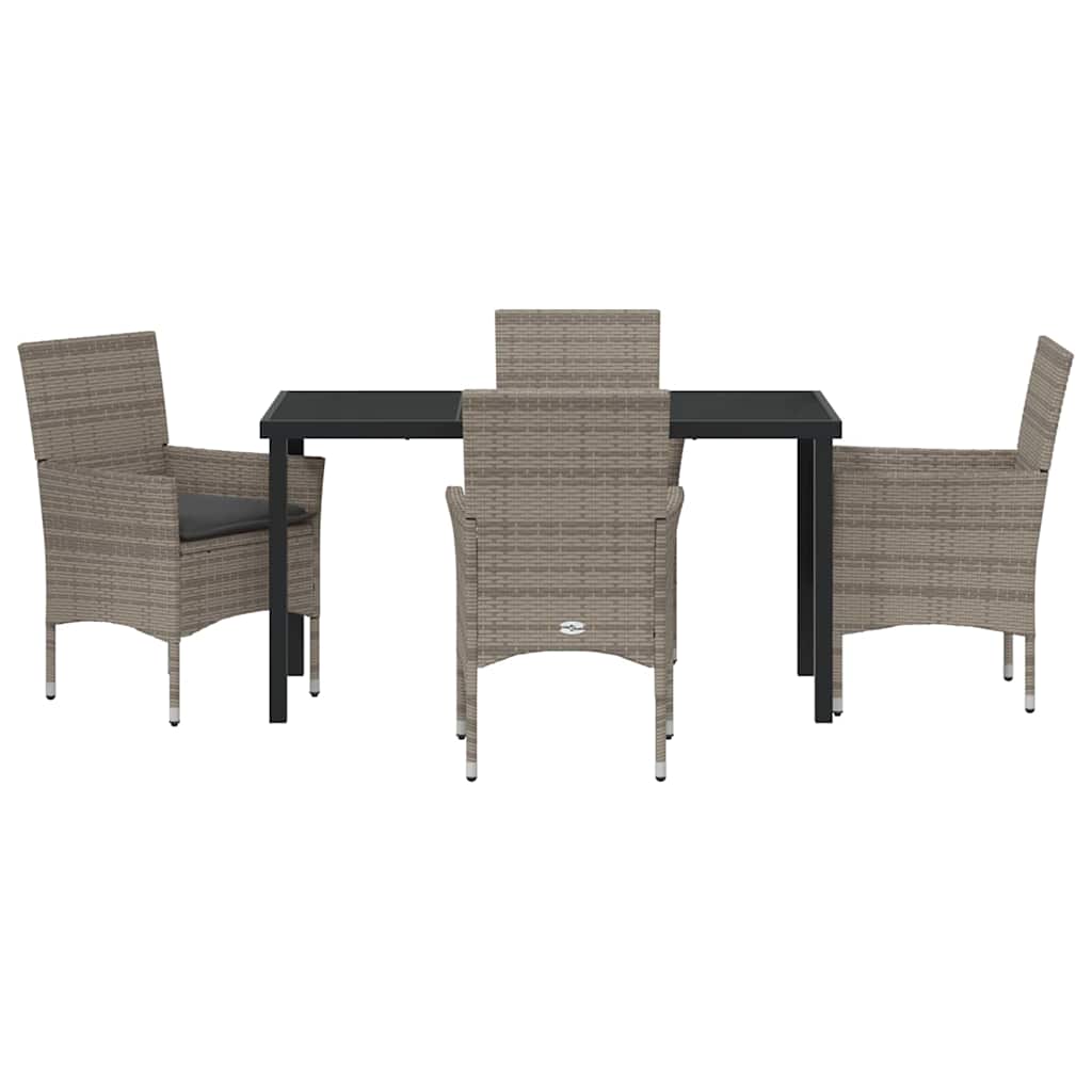 Garten Essgruppe mit Kissen 5 pcs Grau Poly-Rattan