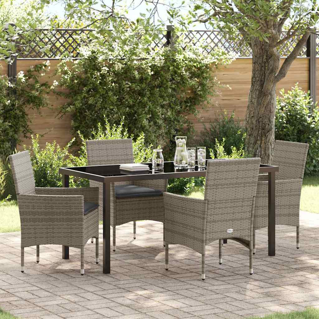 Garten Essgruppe mit Kissen 5 pcs Grau Poly-Rattan
