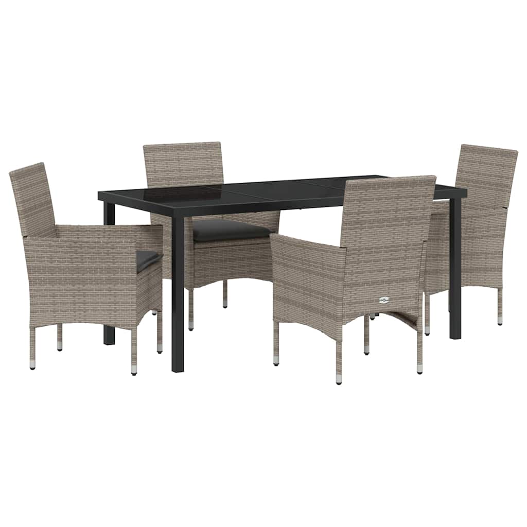 Garten Essgruppe mit Kissen 5 pcs Grau Poly-Rattan
