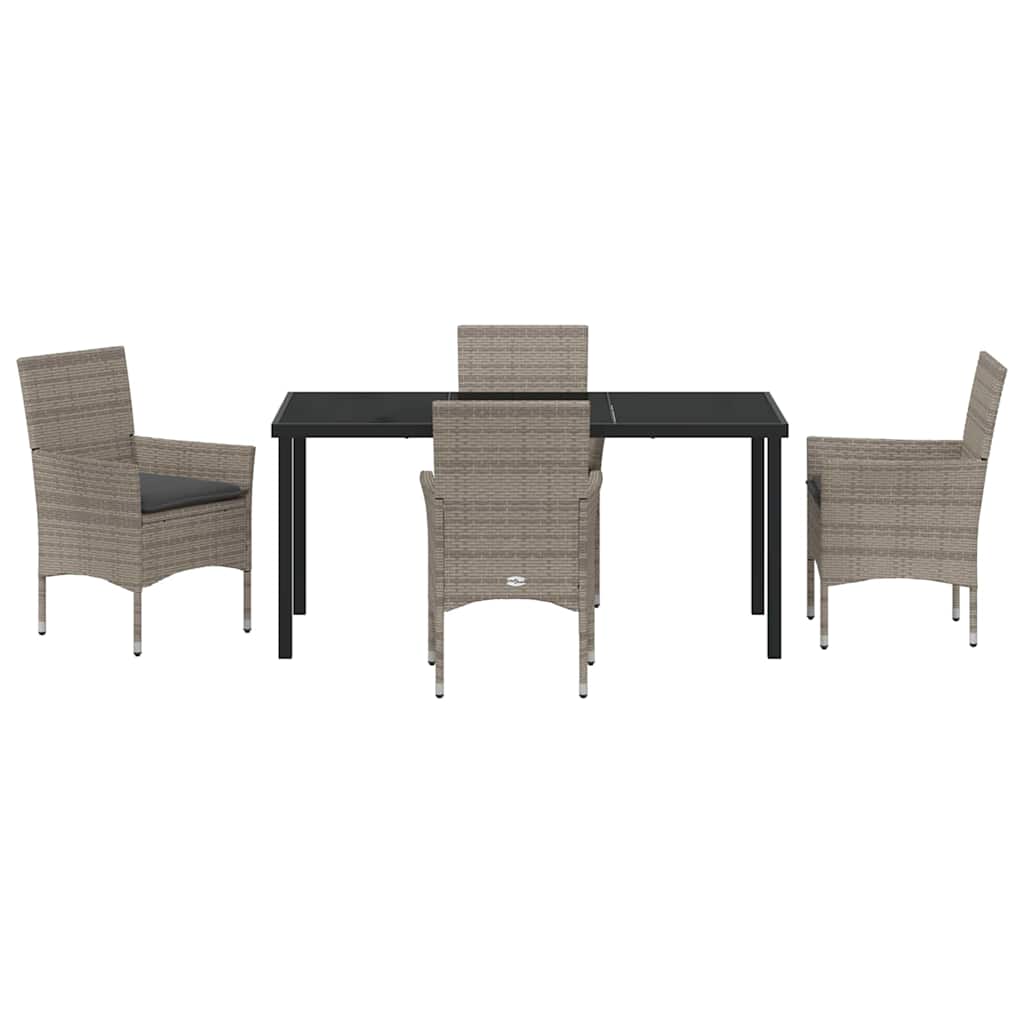 Garten Essgruppe mit Kissen 5 pcs Grau Poly-Rattan
