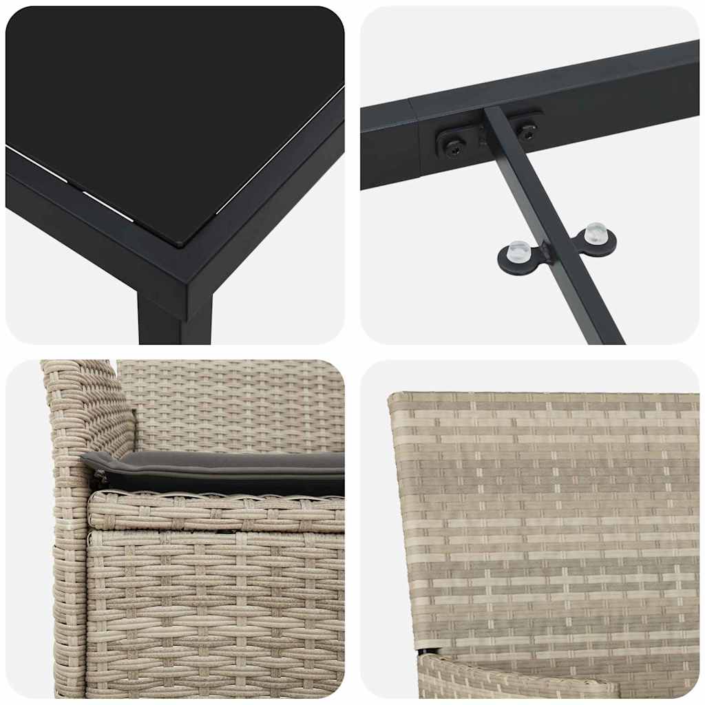 Garten Essgruppe mit Kissen 3 pcs Hellgrau Poly-Rattan