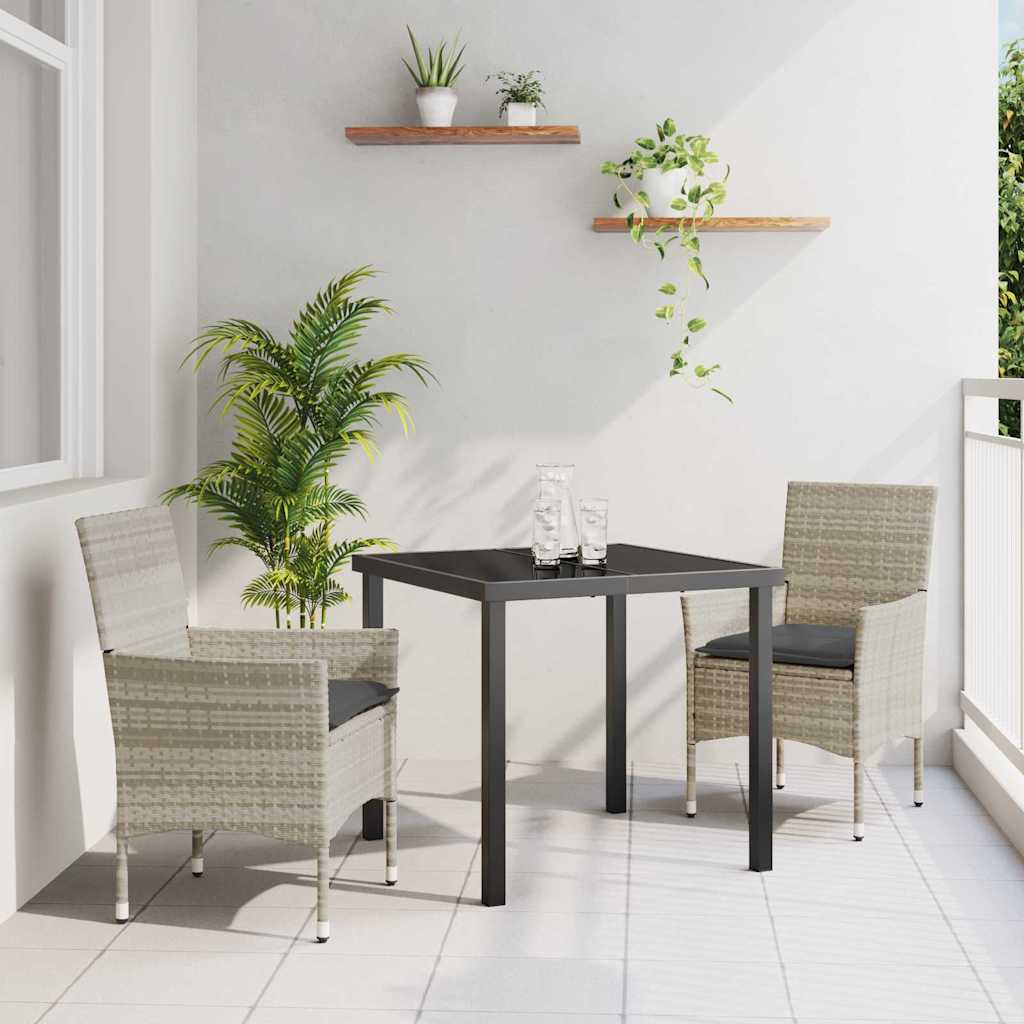 Garten Essgruppe mit Kissen 3 pcs Hellgrau Poly-Rattan