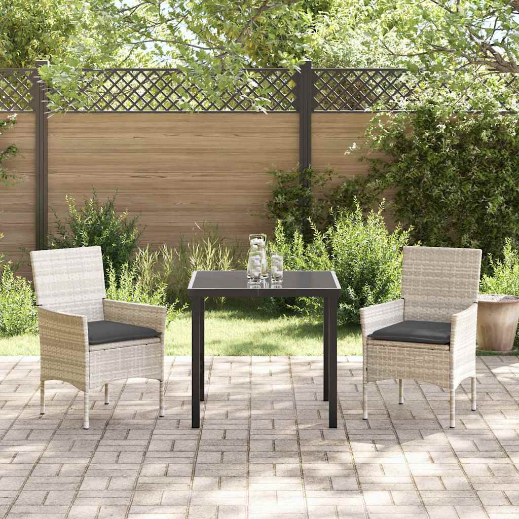 Garten Essgruppe mit Kissen 3 pcs Hellgrau Poly-Rattan