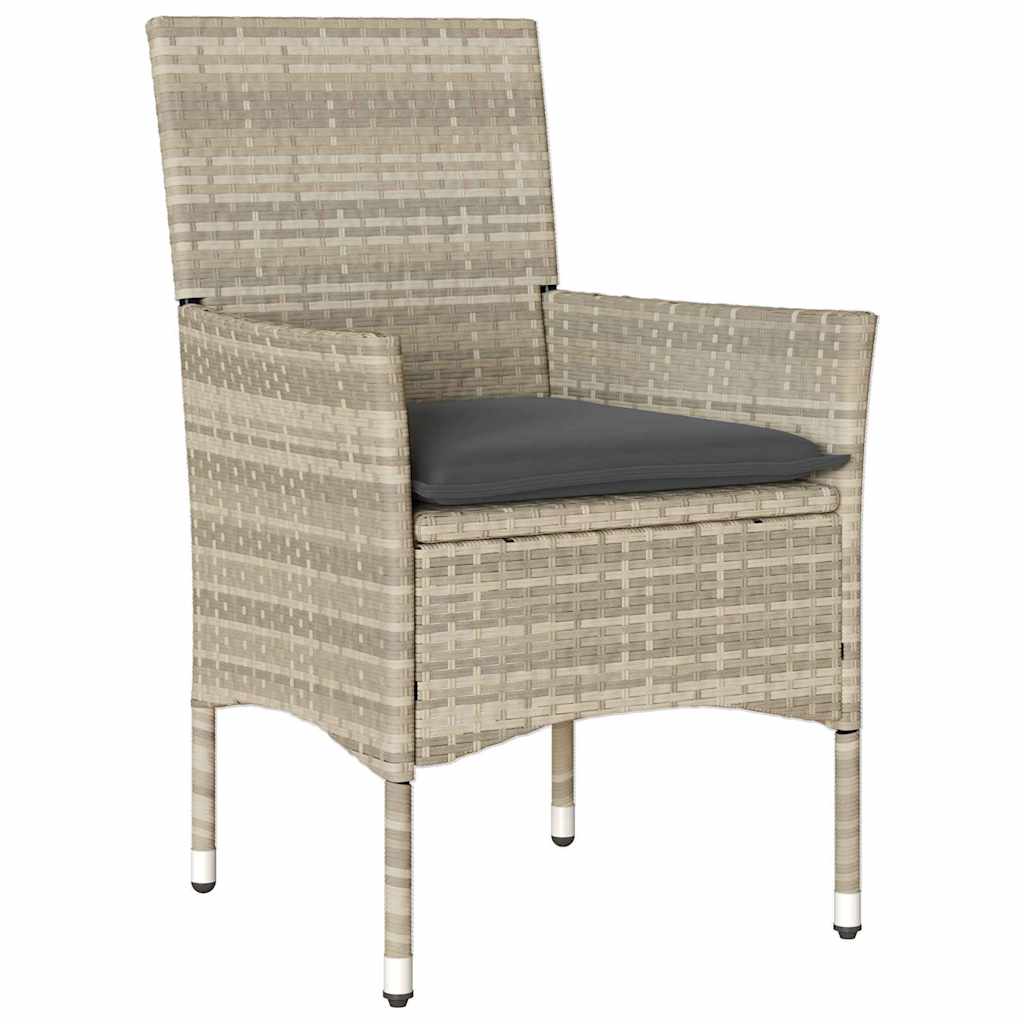 Garten Essgruppe mit Kissen 3 pcs Hellgrau Poly-Rattan