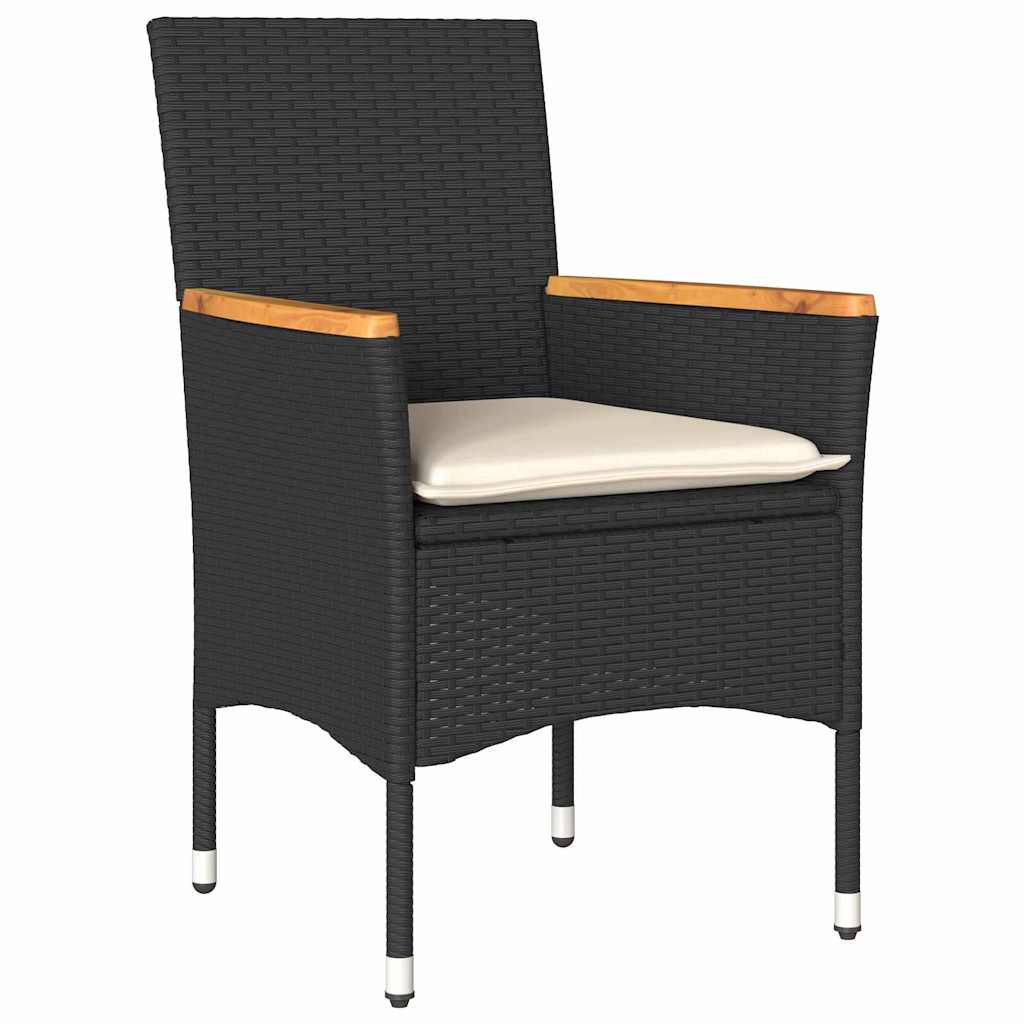 Garten Essgruppe mit Kissen 3 pcs Schwarz Poly-Rattan