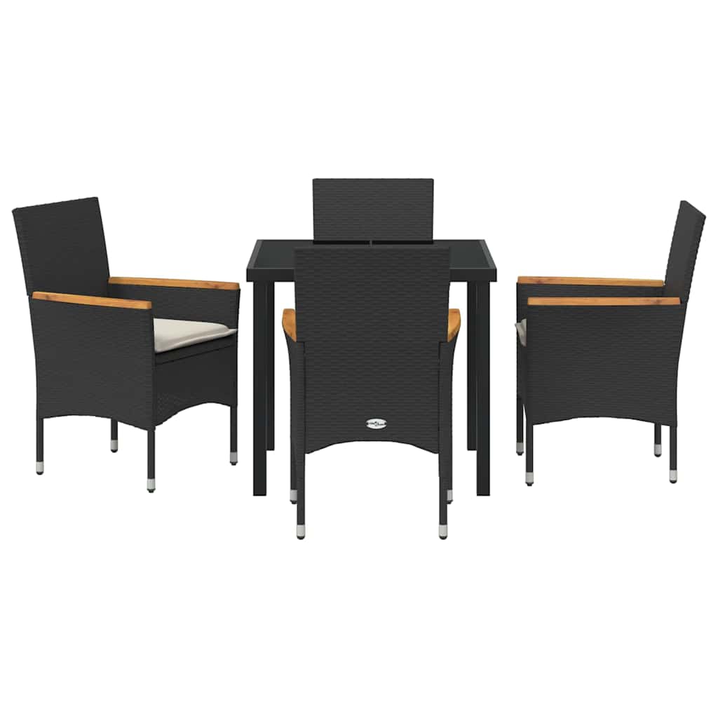 Garten Essgruppe mit Kissen 5 pcs Schwarz Poly-Rattan