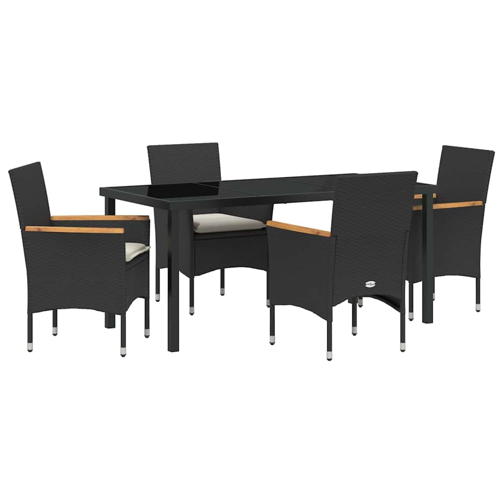 Garten Essgruppe mit Kissen 5 pcs Schwarz Poly-Rattan