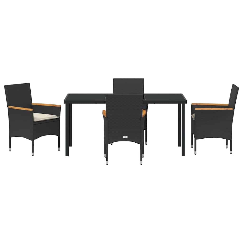 Garten Essgruppe mit Kissen 5 pcs Schwarz Poly-Rattan
