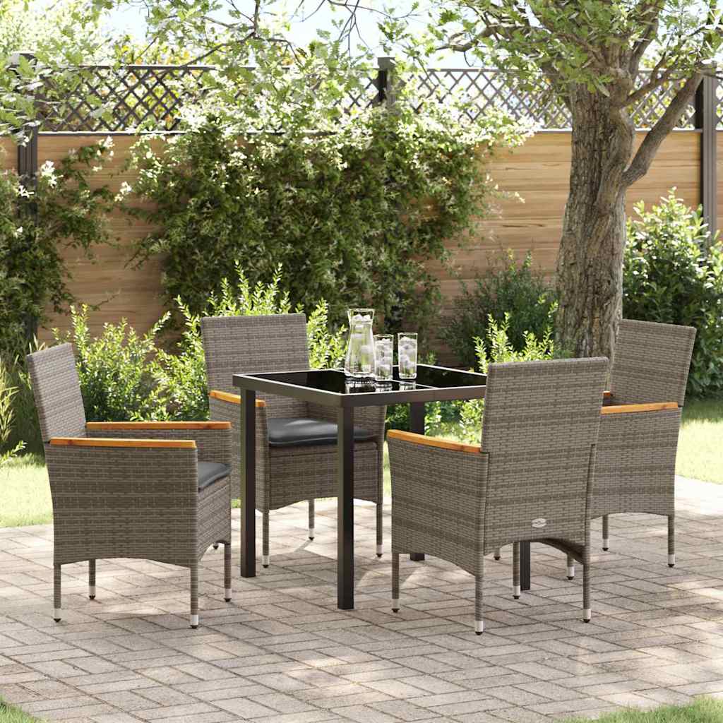 Garten Essgruppe mit Kissen 5 pcs Grau Poly-Rattan