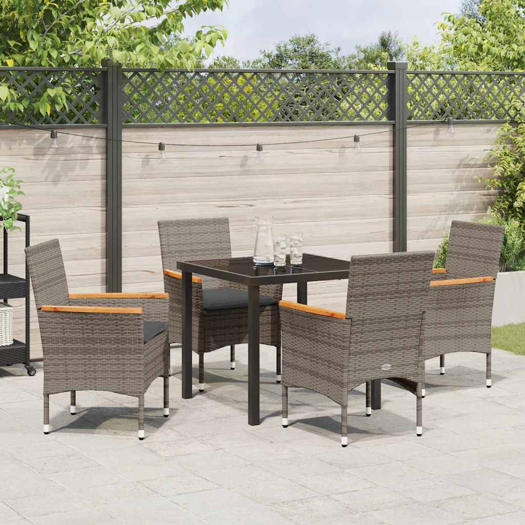 Garten Essgruppe mit Kissen 5 pcs Grau Poly-Rattan