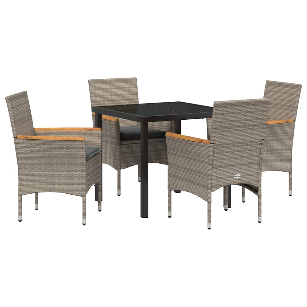 Garten Essgruppe mit Kissen 5 pcs Grau Poly-Rattan