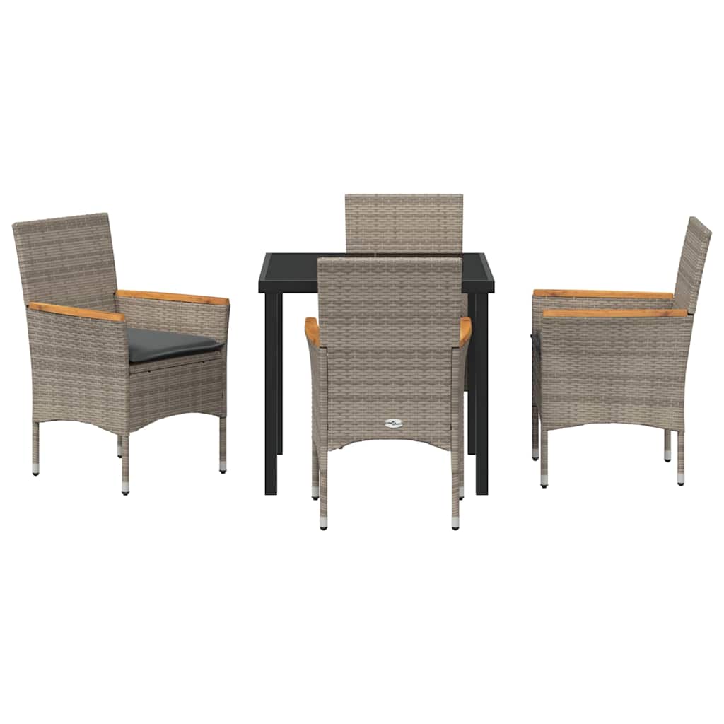 Garten Essgruppe mit Kissen 5 pcs Grau Poly-Rattan
