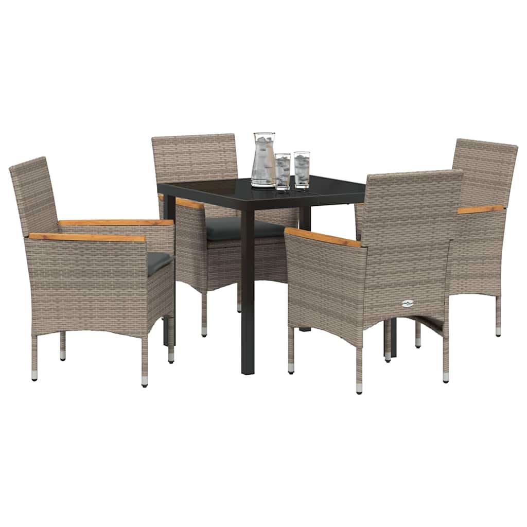 Garten Essgruppe mit Kissen 5 pcs Grau Poly-Rattan