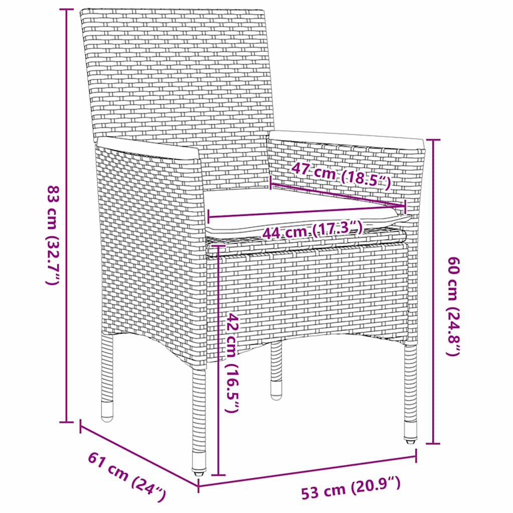 Garten Essgruppe mit Kissen 5 pcs Grau Poly-Rattan