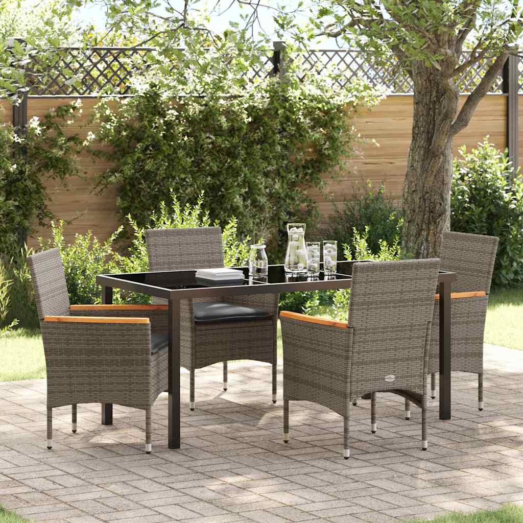 Garten Essgruppe mit Kissen 5 pcs Grau Poly-Rattan