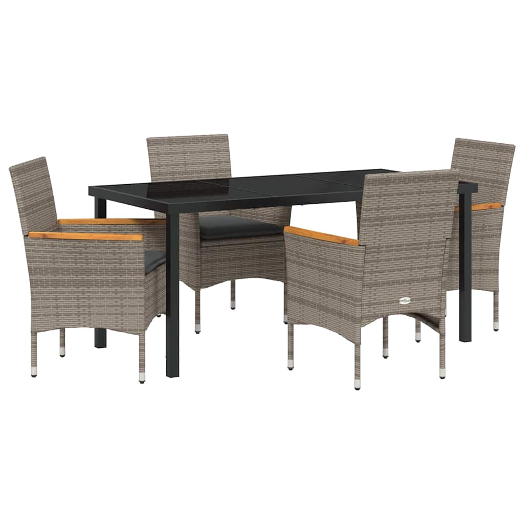 Garten Essgruppe mit Kissen 5 pcs Grau Poly-Rattan
