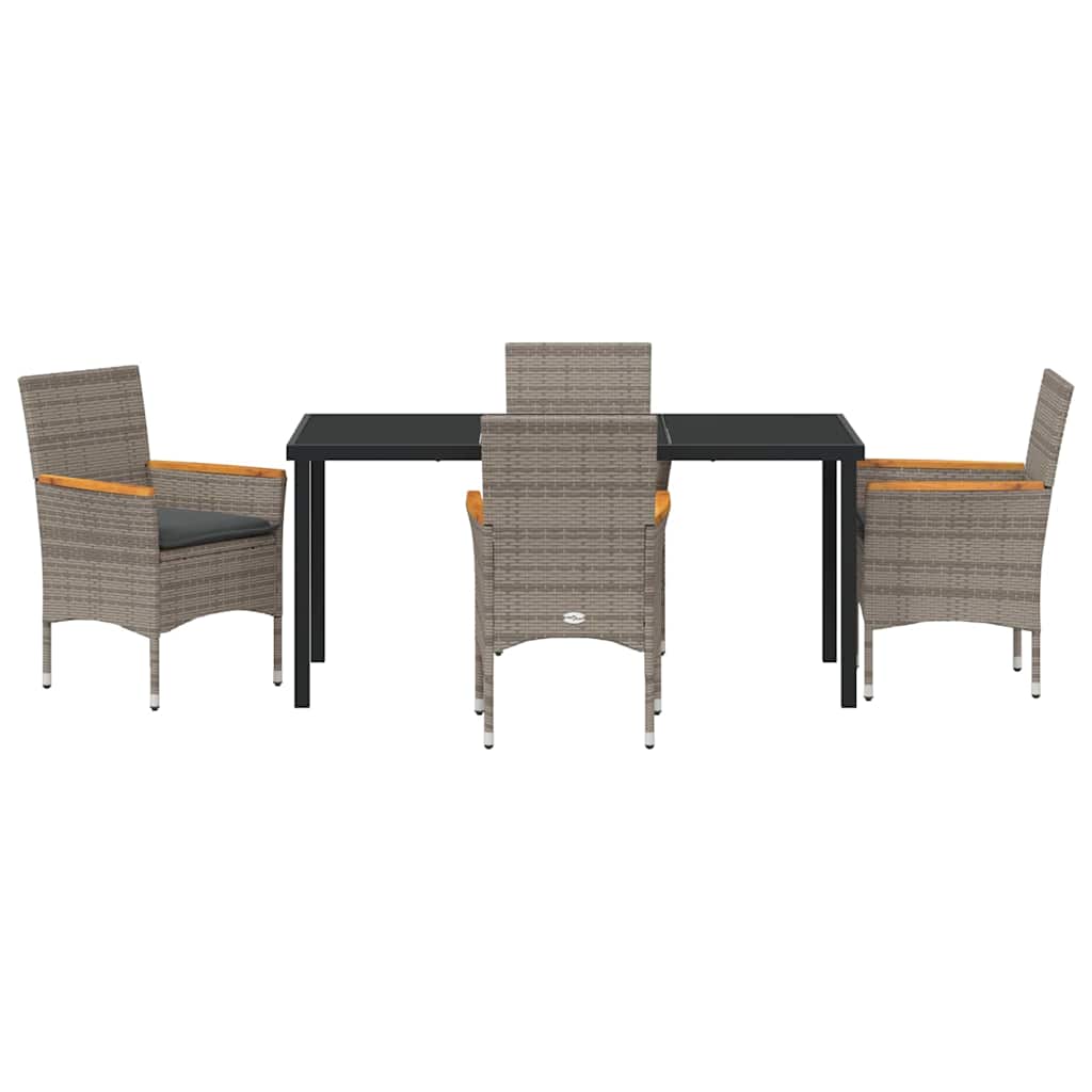 Garten Essgruppe mit Kissen 5 pcs Grau Poly-Rattan