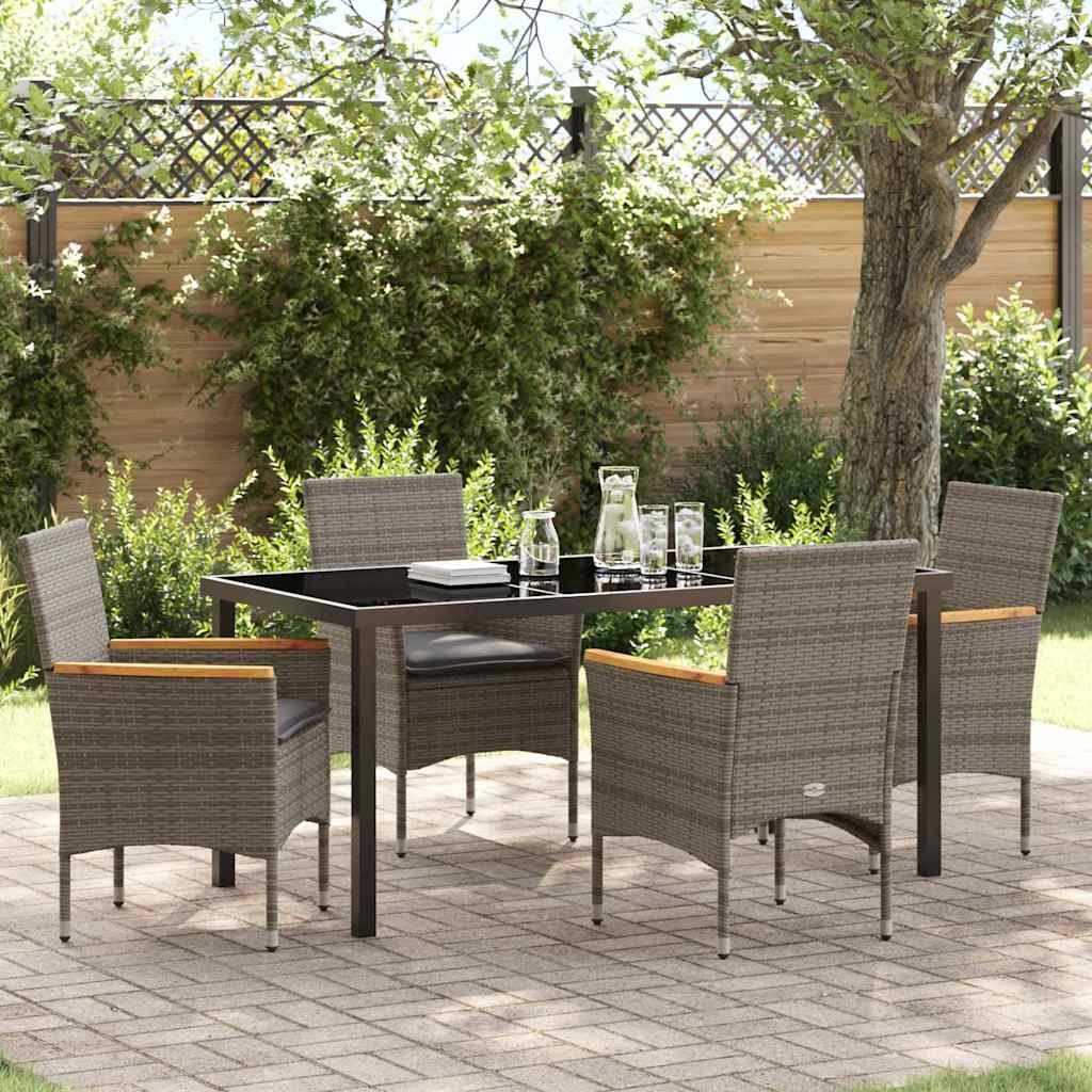 Garten Essgruppe mit Kissen 5 pcs Grau Poly-Rattan