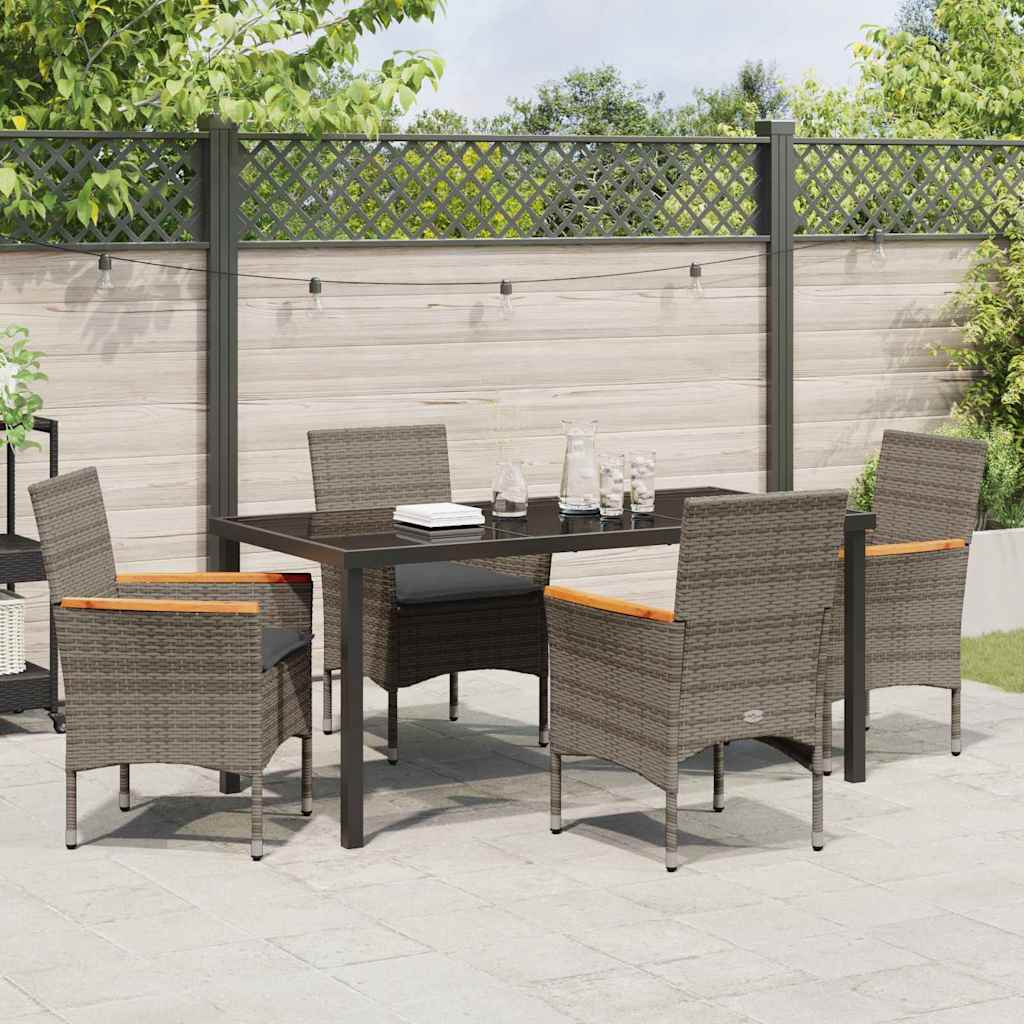 Garten Essgruppe mit Kissen 5 pcs Grau Poly-Rattan