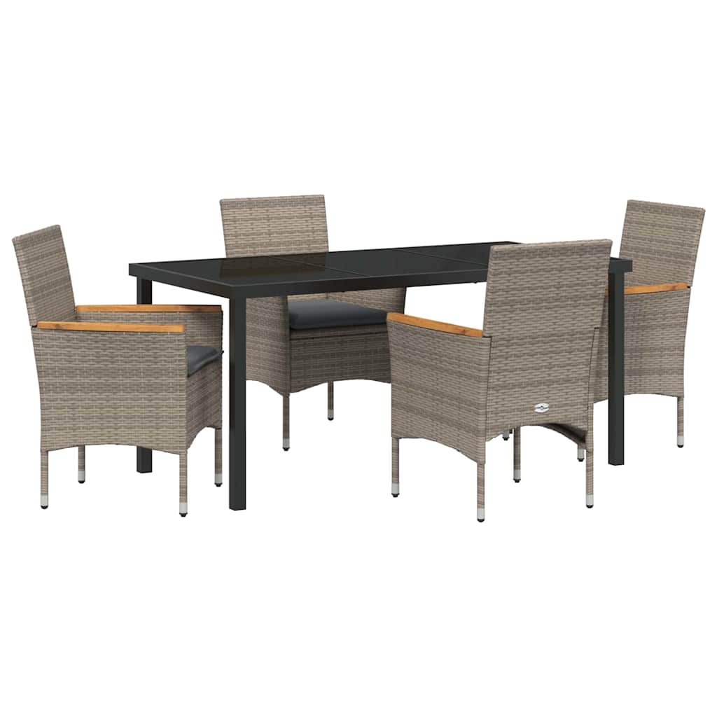 Garten Essgruppe mit Kissen 5 pcs Grau Poly-Rattan