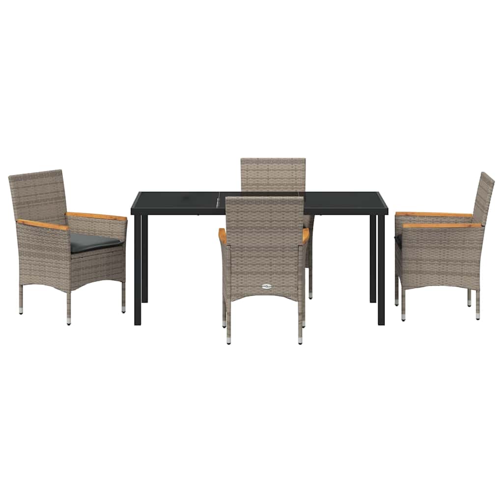 Garten Essgruppe mit Kissen 5 pcs Grau Poly-Rattan