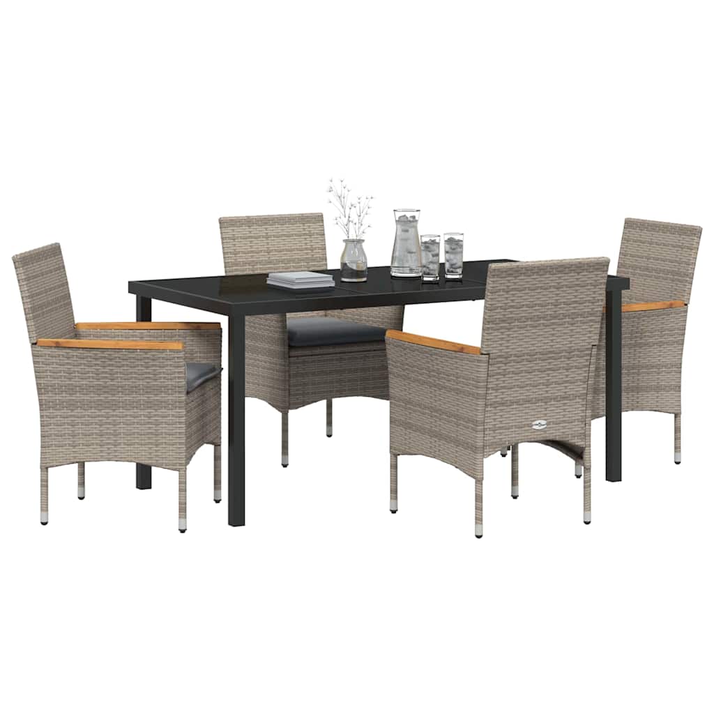 Garten Essgruppe mit Kissen 5 pcs Grau Poly-Rattan
