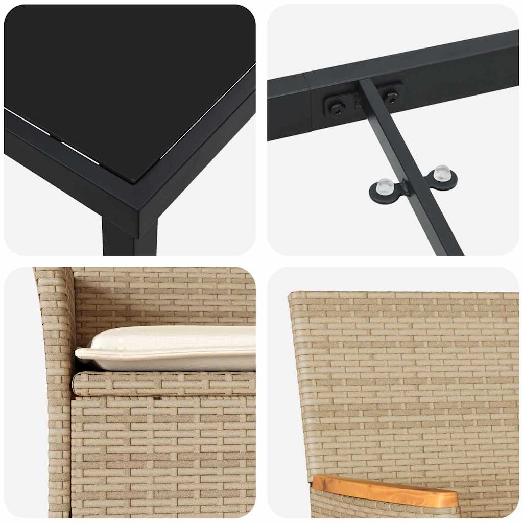 Garten Essgruppe mit Kissen 3 pcs Beige Poly-Rattan