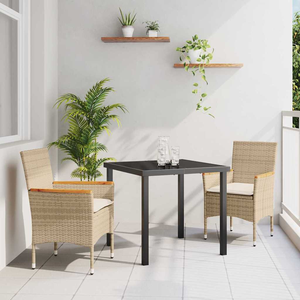 Garten Essgruppe mit Kissen 3 pcs Beige Poly-Rattan