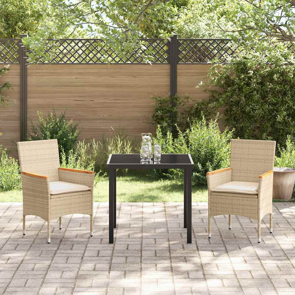 Garten Essgruppe mit Kissen 3 pcs Beige Poly-Rattan