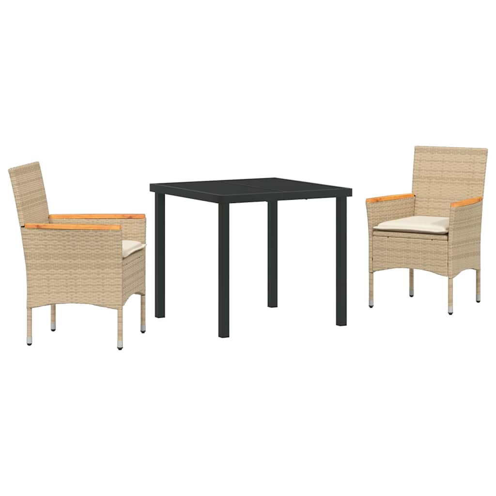 Garten Essgruppe mit Kissen 3 pcs Beige Poly-Rattan