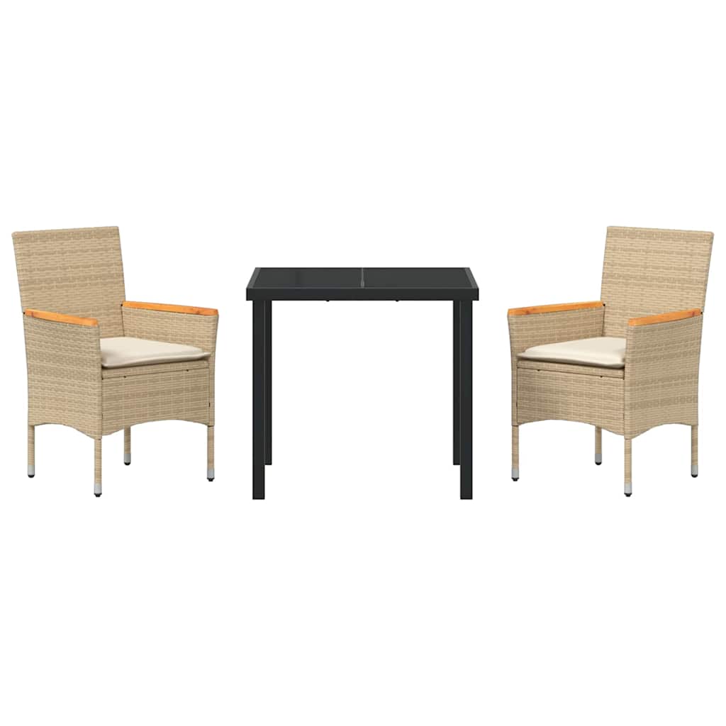 Garten Essgruppe mit Kissen 3 pcs Beige Poly-Rattan