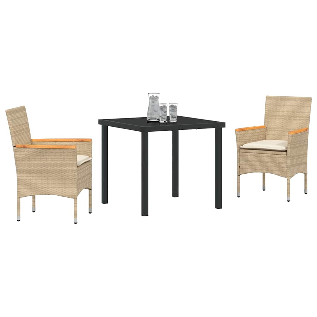 Garten Essgruppe mit Kissen 3 pcs Beige Poly-Rattan