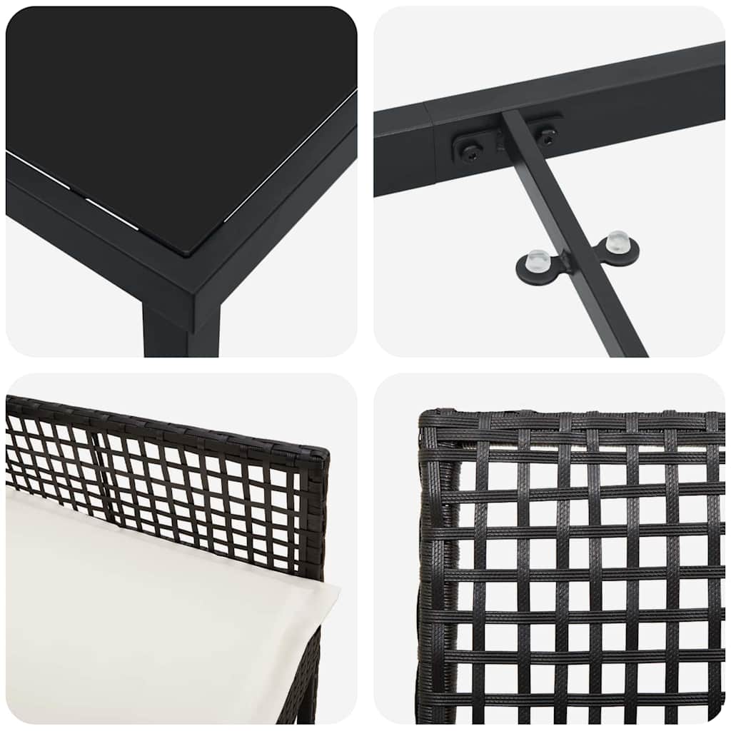 Garten Essgruppe mit Kissen 5 pcs Schwarz Poly-Rattan