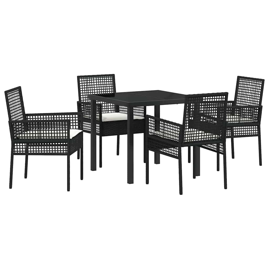Garten Essgruppe mit Kissen 5 pcs Schwarz Poly-Rattan