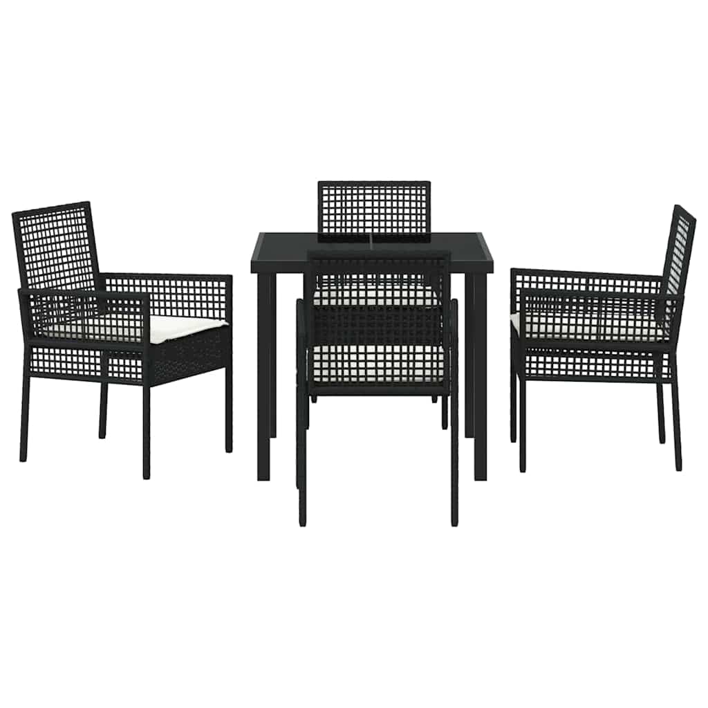 Garten Essgruppe mit Kissen 5 pcs Schwarz Poly-Rattan