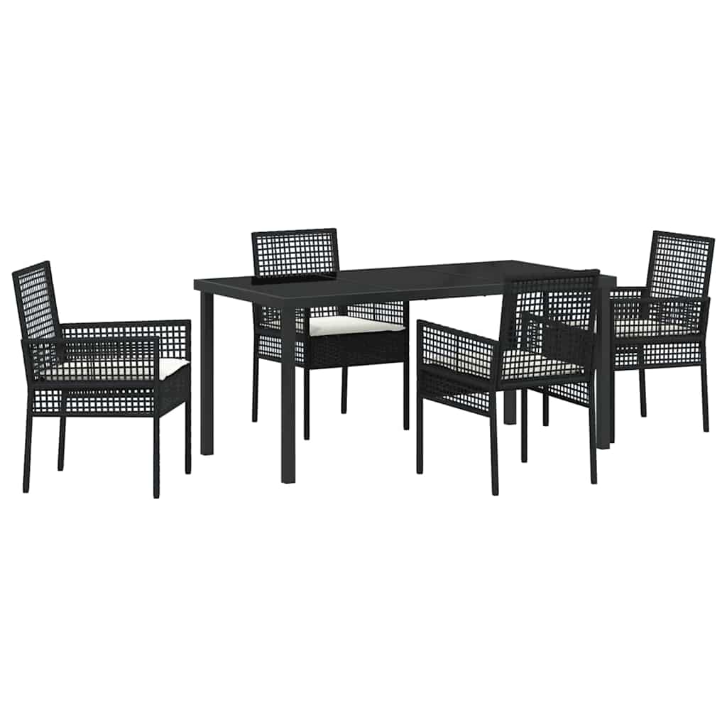 Garten Essgruppe mit Kissen 5 pcs Schwarz Poly-Rattan