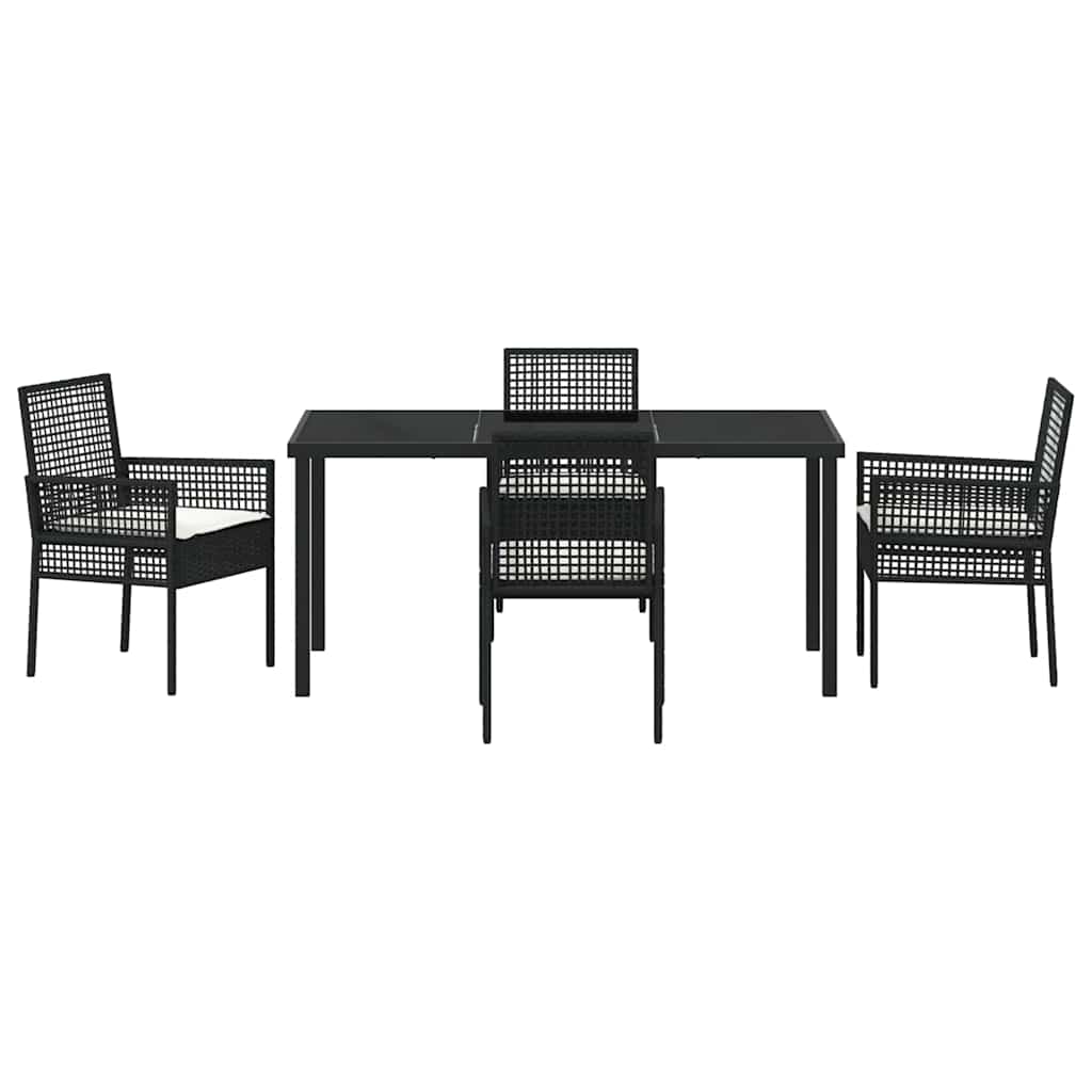 Garten Essgruppe mit Kissen 5 pcs Schwarz Poly-Rattan