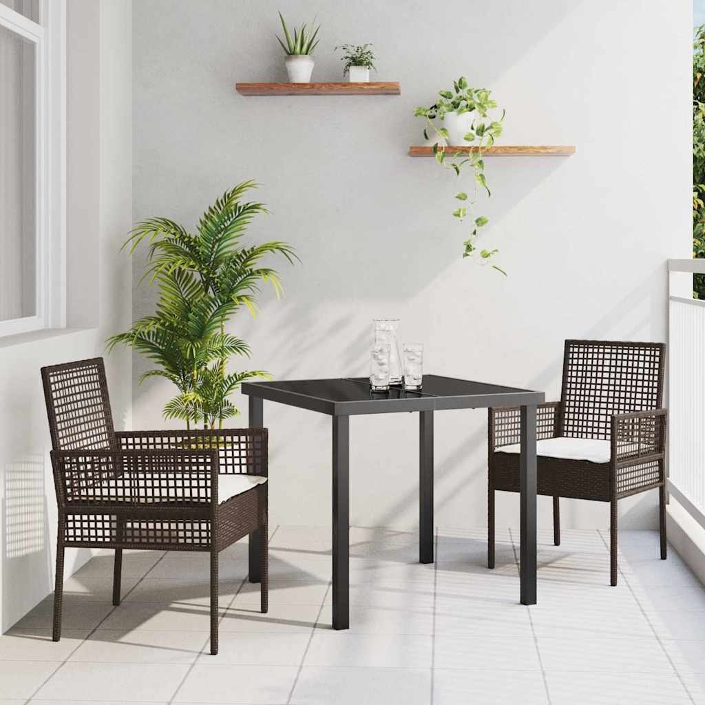 Garten Essgruppe mit Kissen 3 pcs Braun Poly-Rattan