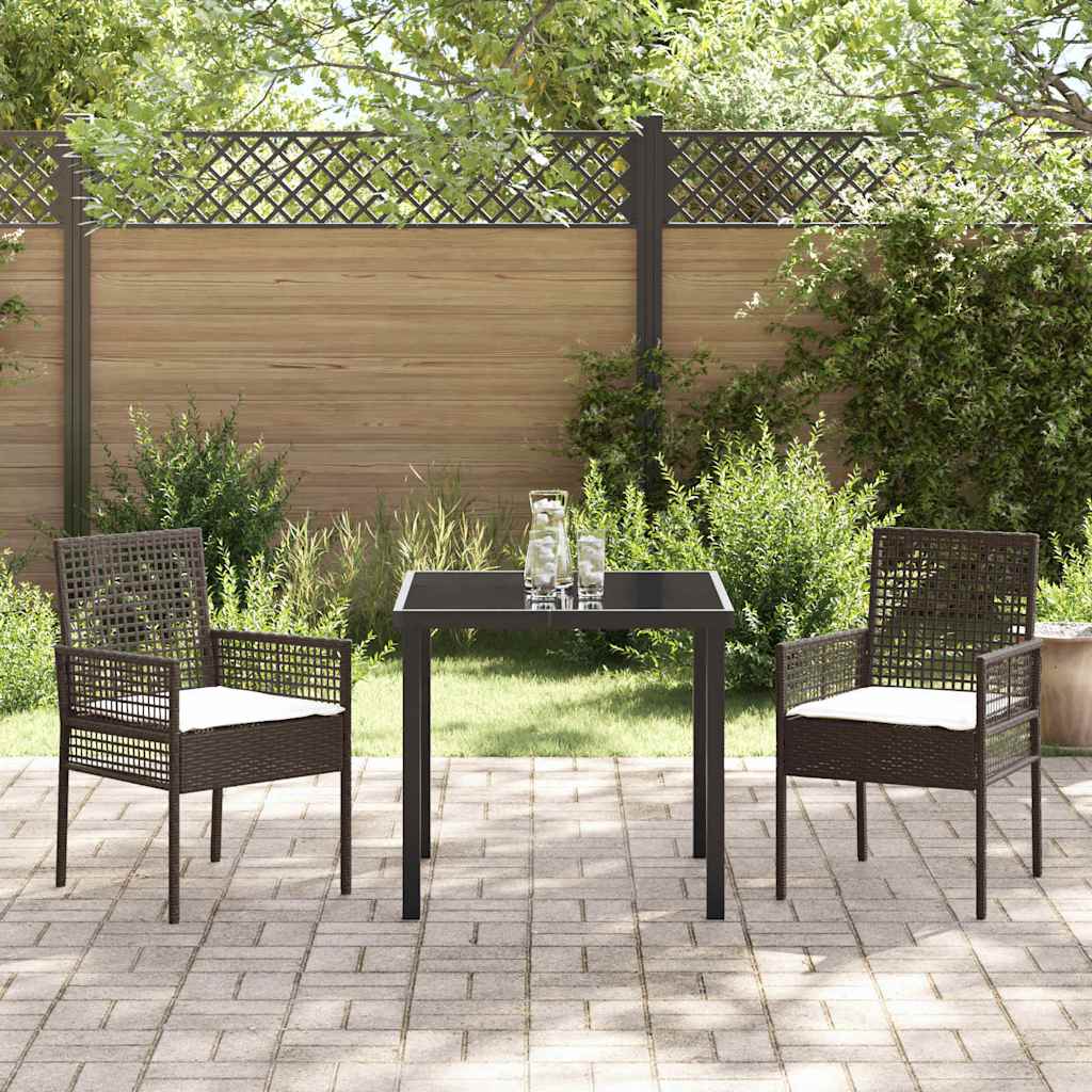 Garten Essgruppe mit Kissen 3 pcs Braun Poly-Rattan
